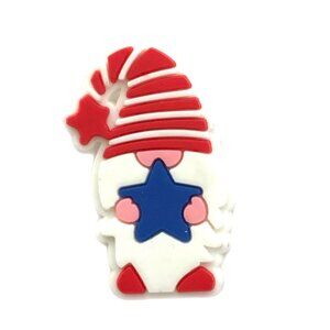 Patriotic American Gnome Red White Blue Star Striped Croc Shoe Charm